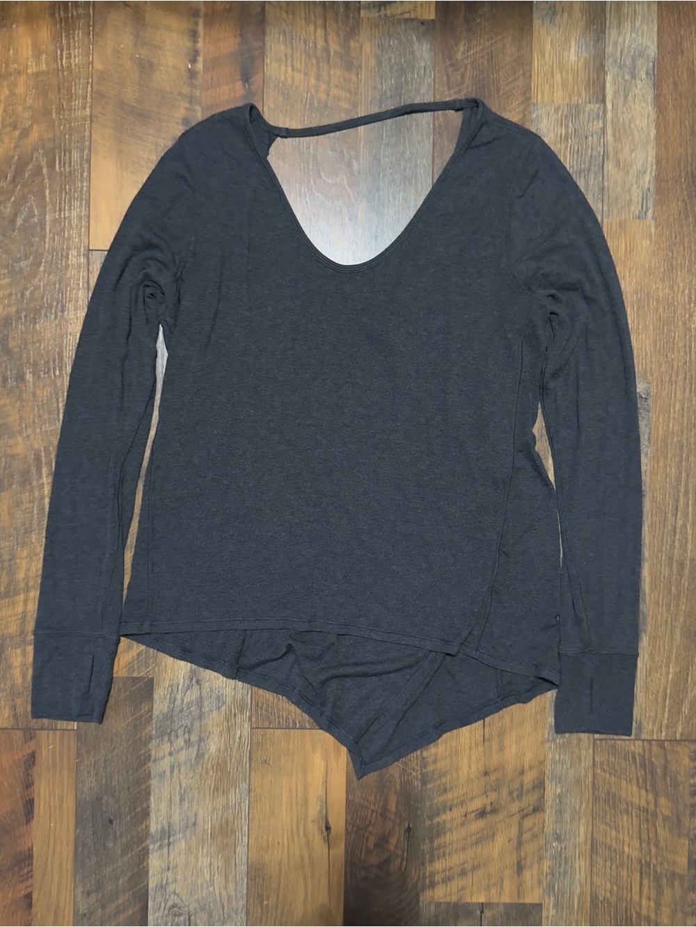 lululemon athletica gray Long-Sleeve open back ribbed top size 10